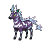 Shiny Zebstrika as it appears in Scarlet & Violet