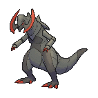 Shiny Haxorus as it appears in X & Y