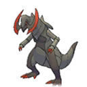 Shiny Haxorus as it appears in Ultra Sun & Ultra Moon